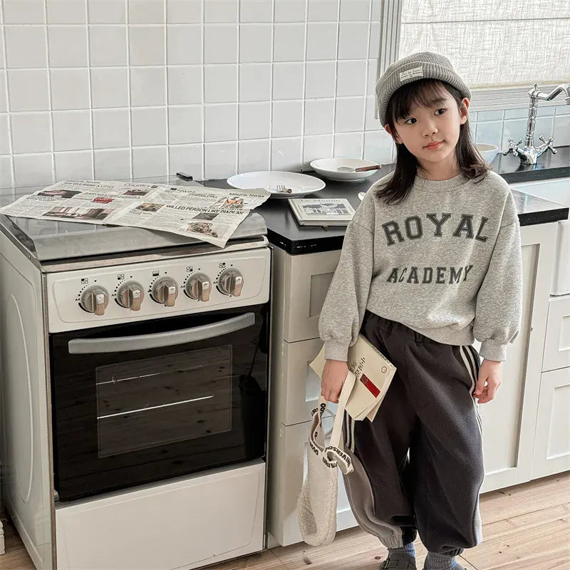 トレーナー・フーディ キッズトップス レターロゴプリント裏フリースドルマンスリーブ長袖スウェットシャツ【mh0008458】