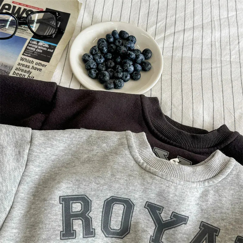 トレーナー・フーディ キッズトップス レターロゴプリント裏フリースドルマンスリーブ長袖スウェットシャツ【mh0008458】