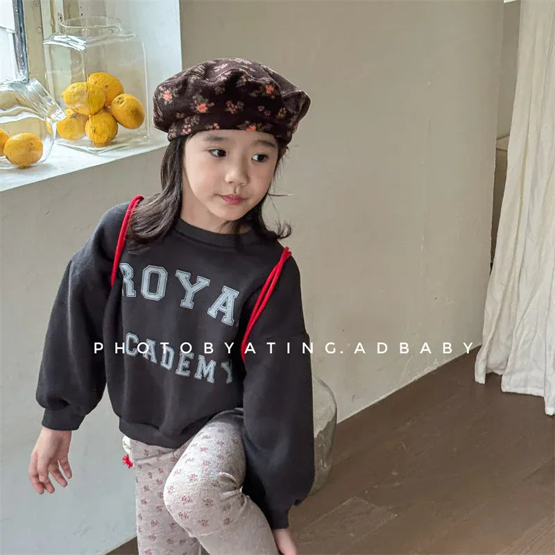 トレーナー・フーディ キッズトップス レターロゴプリント裏フリースドルマンスリーブ長袖スウェットシャツ【mh0008458】