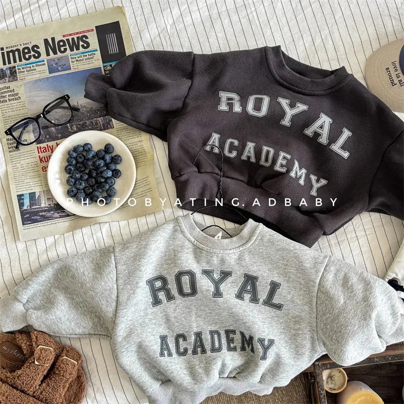 トレーナー・フーディ キッズトップス レターロゴプリント裏フリースドルマンスリーブ長袖スウェットシャツ【mh0008458】