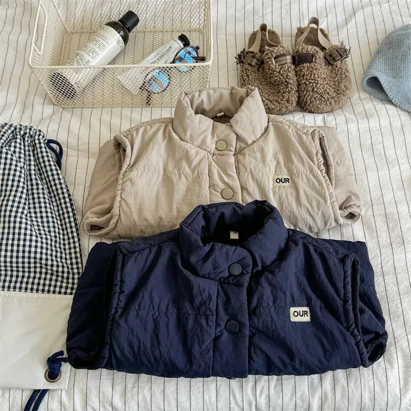 ベスト キッズベスト ロゴ刺繍ワンポイントパデッドベスト【mh0008461】