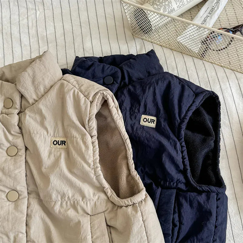 ベスト キッズベスト ロゴ刺繍ワンポイントパデッドベスト【mh0008461】