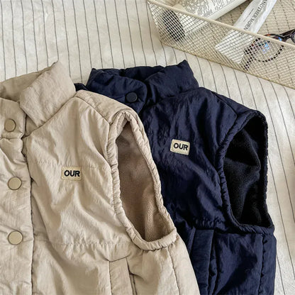 ベスト キッズベスト ロゴ刺繍ワンポイントパデッドベスト【mh0008461】