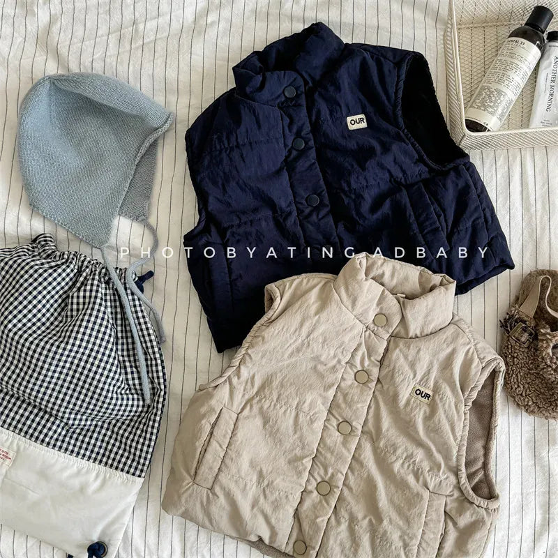 ベスト キッズベスト ロゴ刺繍ワンポイントパデッドベスト【mh0008461】