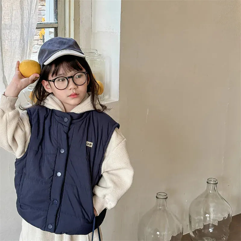 ベスト キッズベスト ロゴ刺繍ワンポイントパデッドベスト【mh0008461】