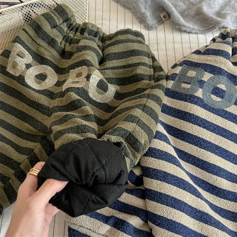 ロングパンツ・スウェットパンツ キッズパンツ ボアフリースボーダーロングスウェットパンツ【mh0008464】