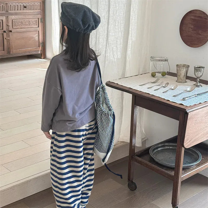 ロングパンツ・スウェットパンツ キッズパンツ ボアフリースボーダーロングスウェットパンツ【mh0008464】