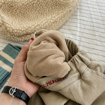 ロングパンツ・スウェットパンツ キッズパンツ ロゴ刺繍ワンポイント裏フリースロングルーズパンツ【mh0008469】