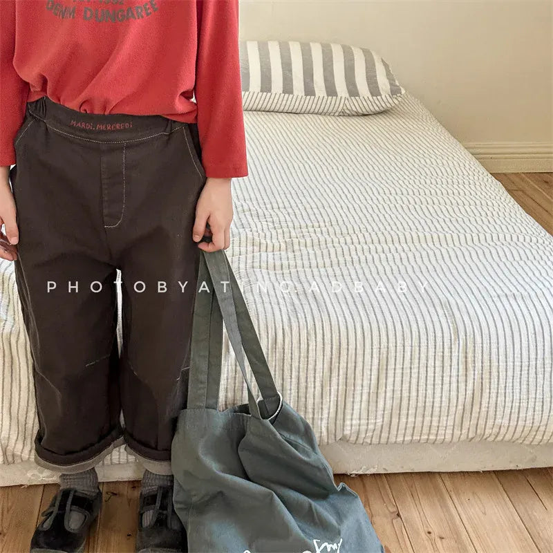 ロングパンツ・スウェットパンツ キッズパンツ ロゴ刺繍ワンポイント裏フリースロングルーズパンツ【mh0008469】