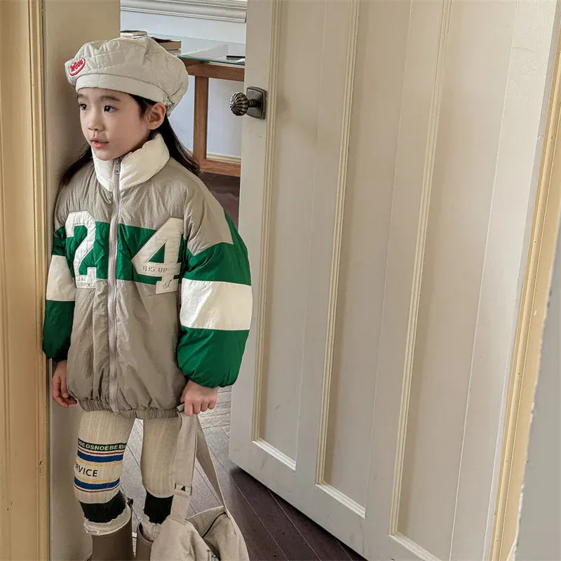 ショートコート・ジャケット・ジャンパー キッズアウター ナンバーロゴパッチワークパデッドブルゾンジャケット【mh0008470】