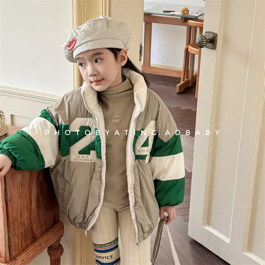 ショートコート・ジャケット・ジャンパー キッズアウター ナンバーロゴパッチワークパデッドブルゾンジャケット【mh0008470】