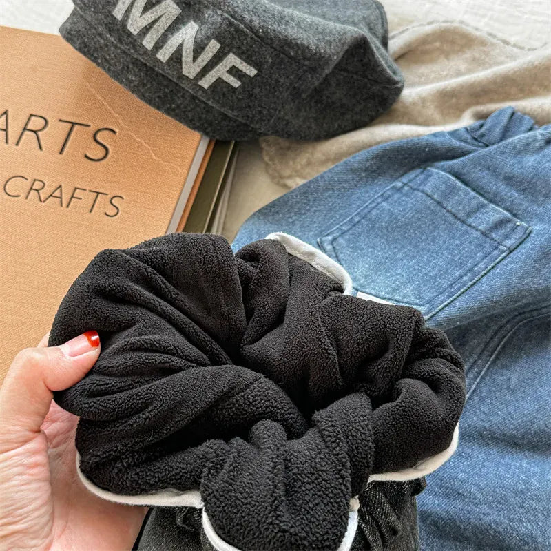 デニムパンツ キッズパンツ シンプルベーシック裏フリースデニムパンツジーンズ【mh0008471】