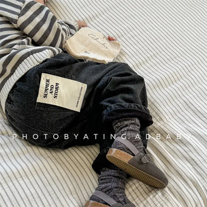 デニムパンツ キッズパンツ シンプルベーシック裏フリースデニムパンツジーンズ【mh0008471】