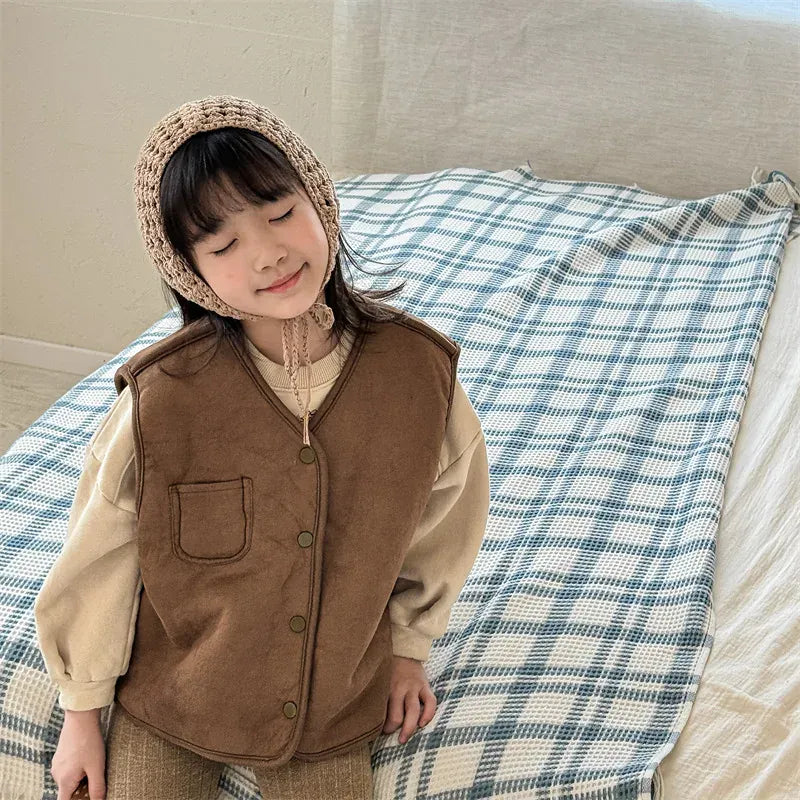 ベスト キッズベスト フェイクムートン裏ボアフリースアウターベスト【mh0008472】