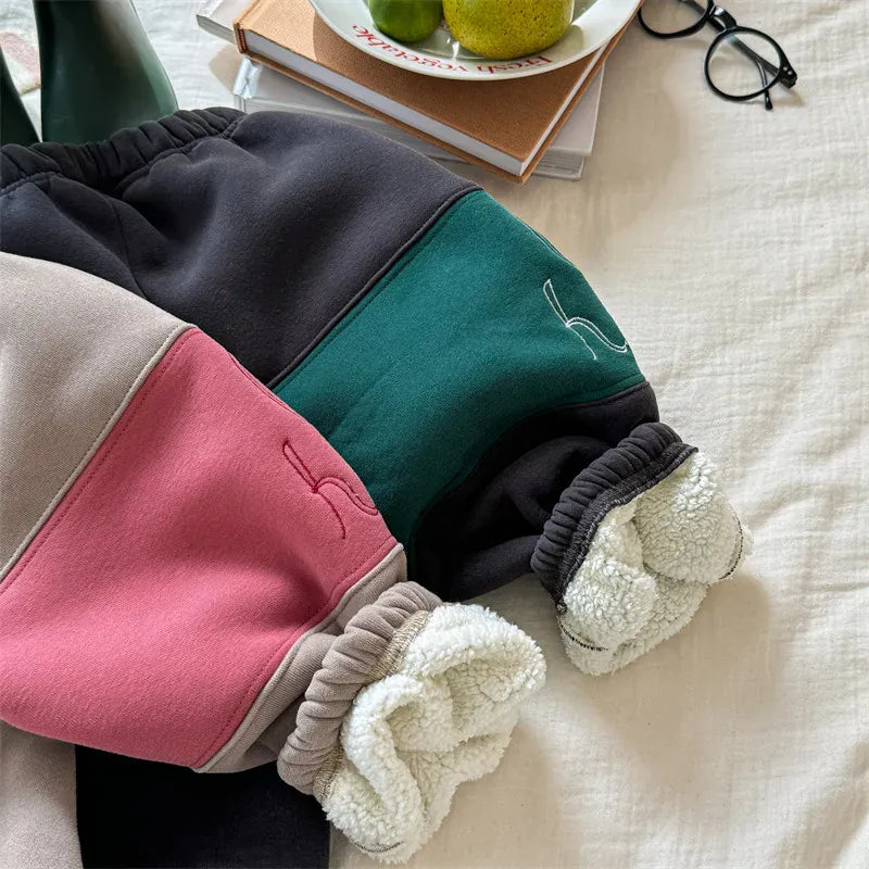 ロングパンツ・スウェットパンツ キッズパンツ ねこキャット刺繍パッチワークロングスウェットパンツ【mh0008473】