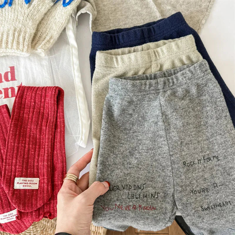 レギンスパンツ キッズパンツ レターロゴプリントロングレギンスパンツ【mh0008474】