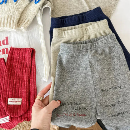 レギンスパンツ キッズパンツ レターロゴプリントロングレギンスパンツ【mh0008474】