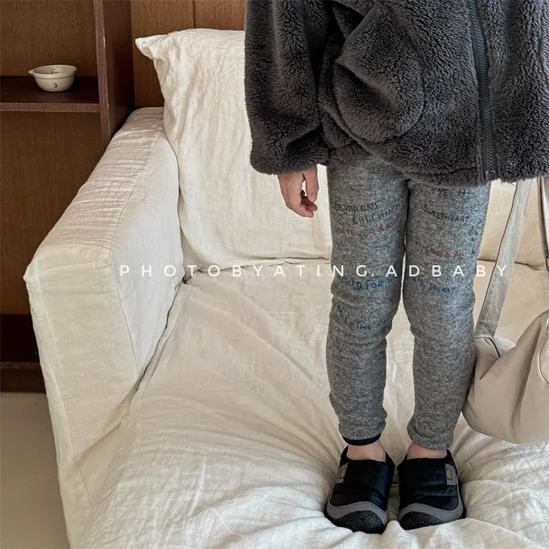 レギンスパンツ キッズパンツ レターロゴプリントロングレギンスパンツ【mh0008474】