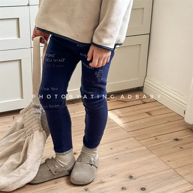 レギンスパンツ キッズパンツ レターロゴプリントロングレギンスパンツ【mh0008474】