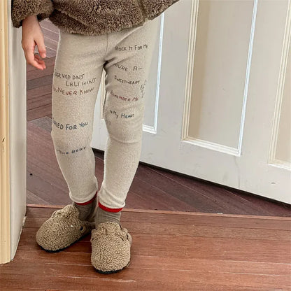 レギンスパンツ キッズパンツ レターロゴプリントロングレギンスパンツ【mh0008474】