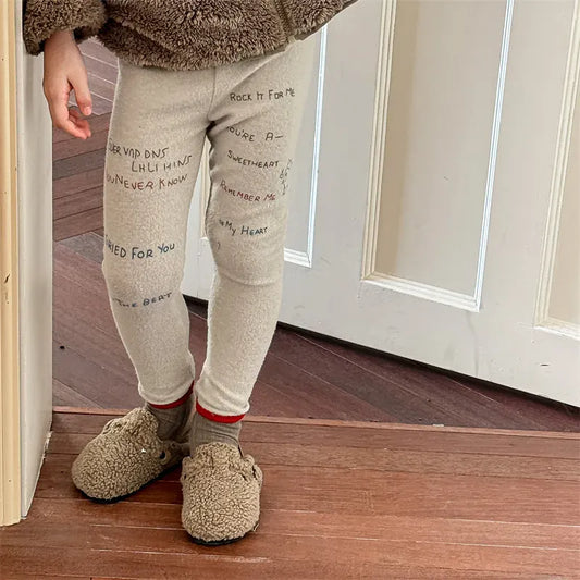 レギンスパンツ キッズパンツ レターロゴプリントロングレギンスパンツ【mh0008474】