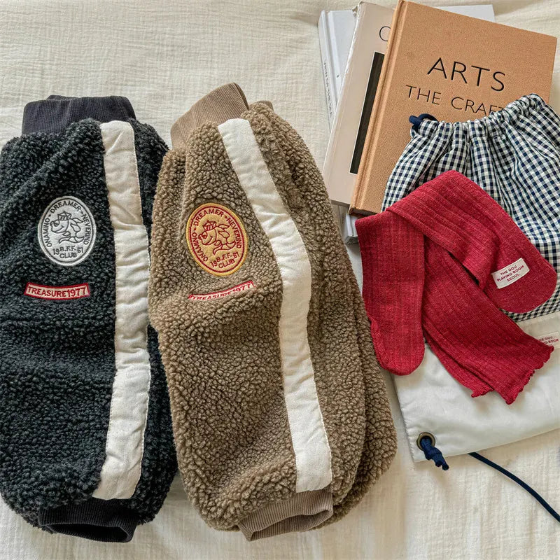 ロングパンツ・スウェットパンツ キッズパンツ ワッペンサイドラインボアフリースロングパンツ【mh0008475】