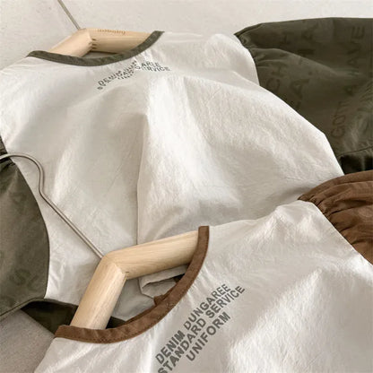 長袖シャツ・ブラウス キッズトップス レターロゴプリントパッチワーク長袖バルーンスリーブシャツブラウス【mh0008655】