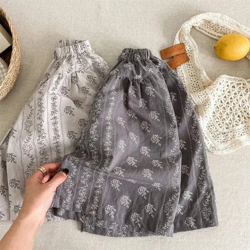 ロングパンツ・スウェットパンツ キッズパンツ プリントワイドルーズガウチョパンツ【mh0008656】