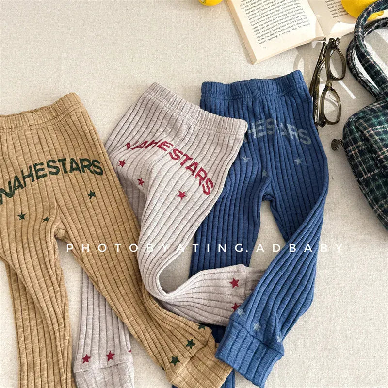 レギンスパンツ キッズパンツ レターロゴリブレギンスパンツ【mh0008657】