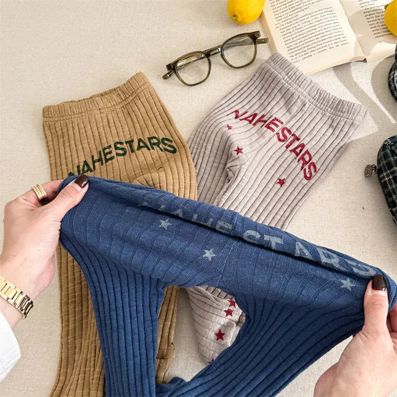 レギンスパンツ キッズパンツ レターロゴリブレギンスパンツ【mh0008657】