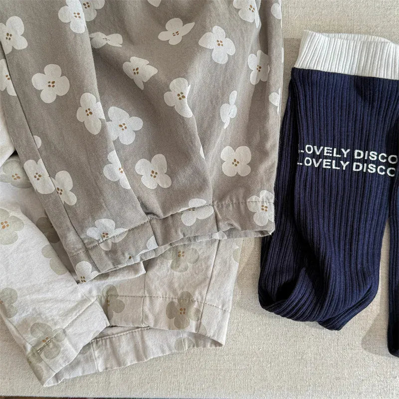 ロングパンツ・スウェットパンツ キッズパンツ レトロフラワープリントルーズバルーンパンツ【mh0008658】