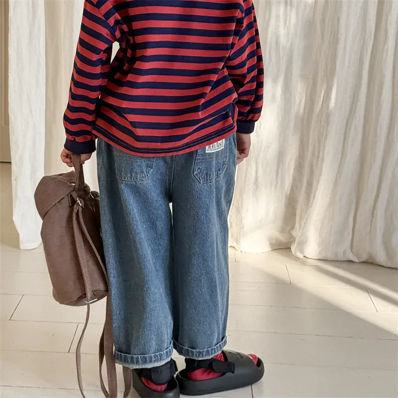 デニムパンツ キッズパンツ ワイドルーズデニムパンツ【mh0008660】