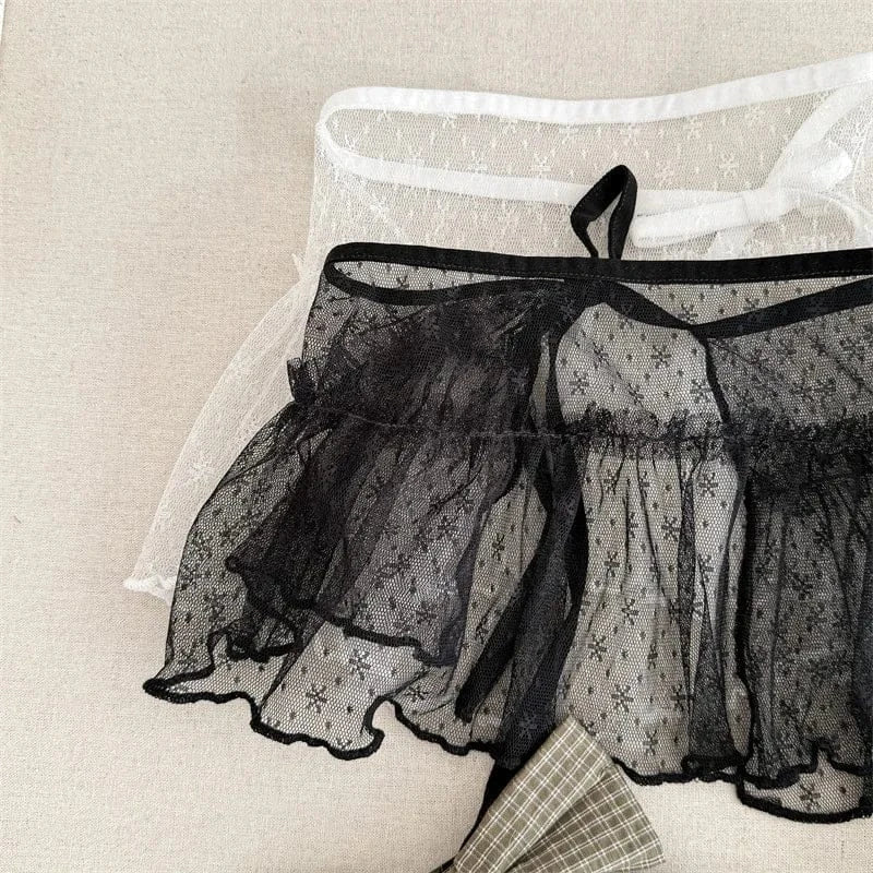 デニムパンツ キッズパンツ レースエプロン+ルーズロングデニムパンツセット【mh0008661】