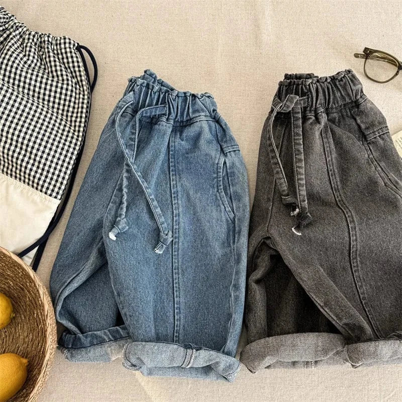 デニムパンツ キッズパンツ シンプルルーズロングデニムパンツ【mh0008662】