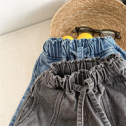 デニムパンツ キッズパンツ シンプルルーズロングデニムパンツ【mh0008662】