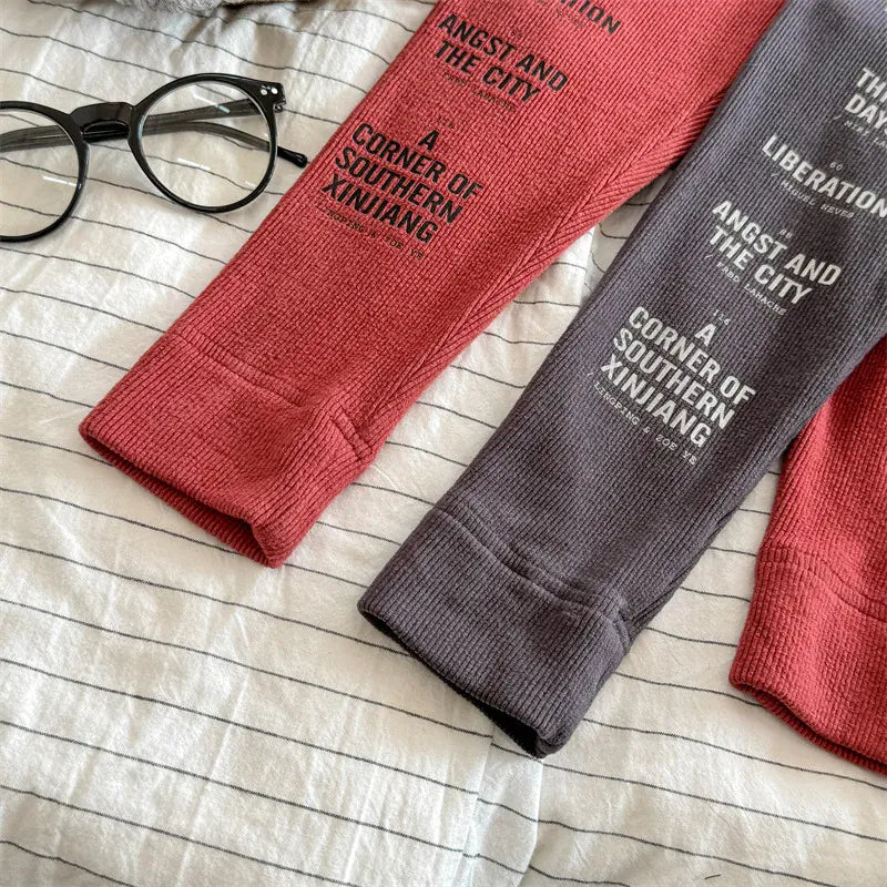 レギンスパンツ キッズパンツ レターロゴプリントレギンスパンツ【mh0008719】