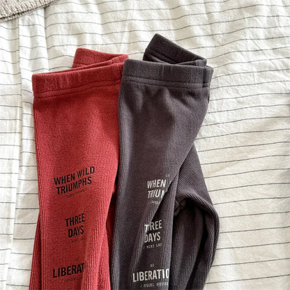 レギンスパンツ キッズパンツ レターロゴプリントレギンスパンツ【mh0008719】