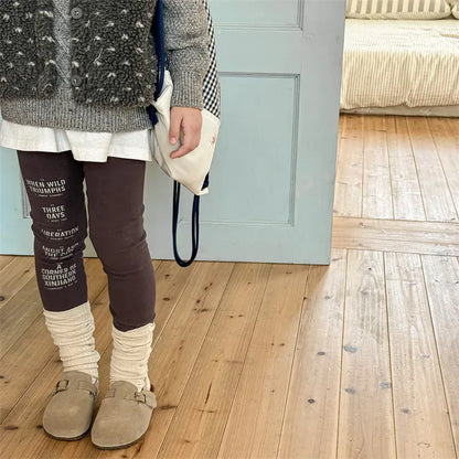 レギンスパンツ キッズパンツ レターロゴプリントレギンスパンツ【mh0008719】