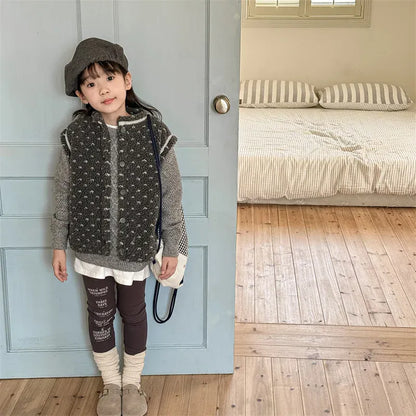 レギンスパンツ キッズパンツ レターロゴプリントレギンスパンツ【mh0008719】