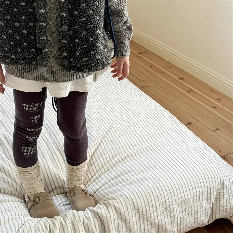 レギンスパンツ キッズパンツ レターロゴプリントレギンスパンツ【mh0008719】