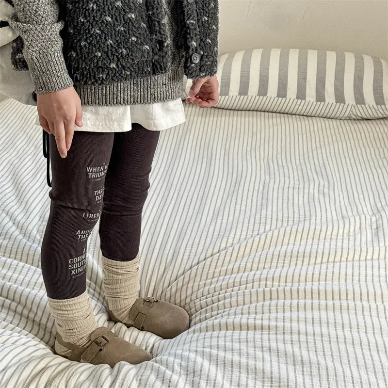 レギンスパンツ キッズパンツ レターロゴプリントレギンスパンツ【mh0008719】