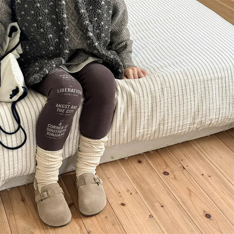 レギンスパンツ キッズパンツ レターロゴプリントレギンスパンツ【mh0008719】