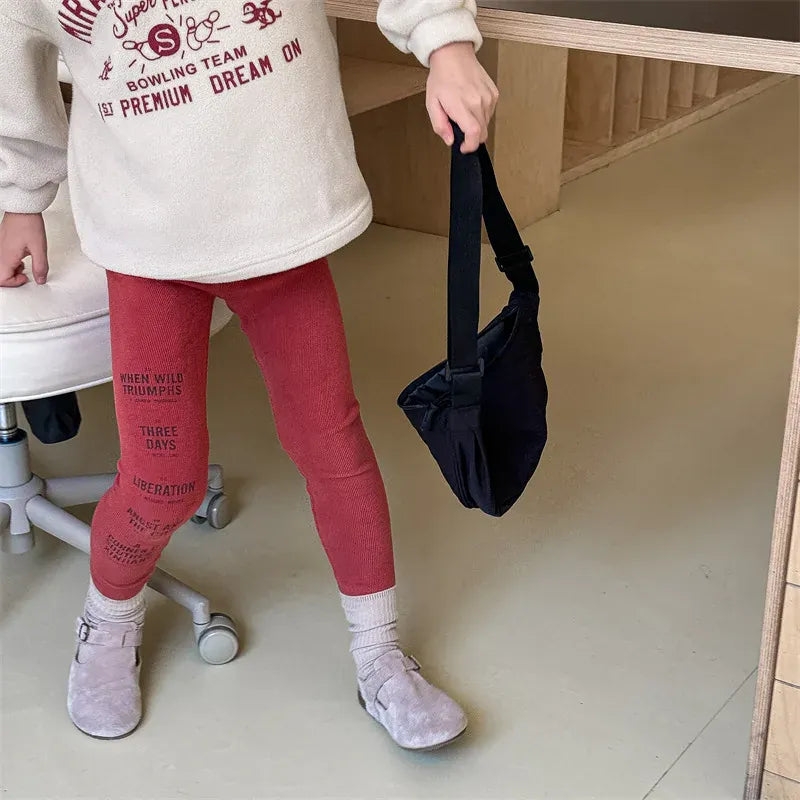 レギンスパンツ キッズパンツ レターロゴプリントレギンスパンツ【mh0008719】