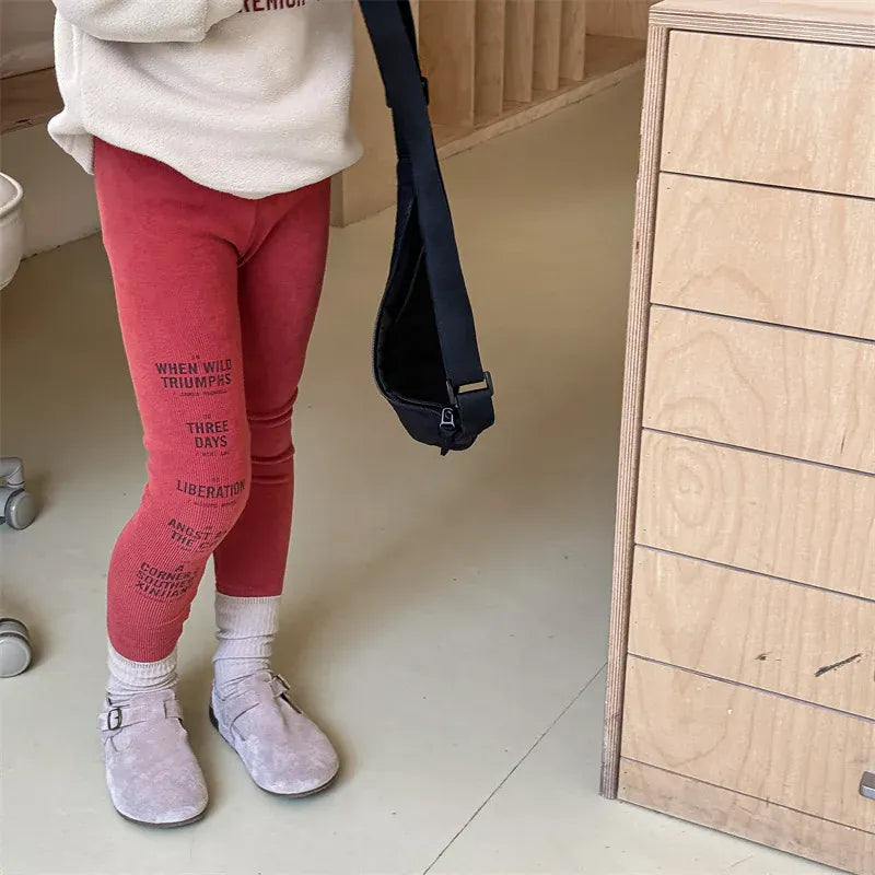 レギンスパンツ キッズパンツ レターロゴプリントレギンスパンツ【mh0008719】