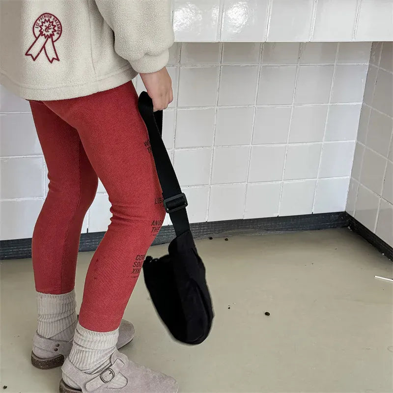 レギンスパンツ キッズパンツ レターロゴプリントレギンスパンツ【mh0008719】