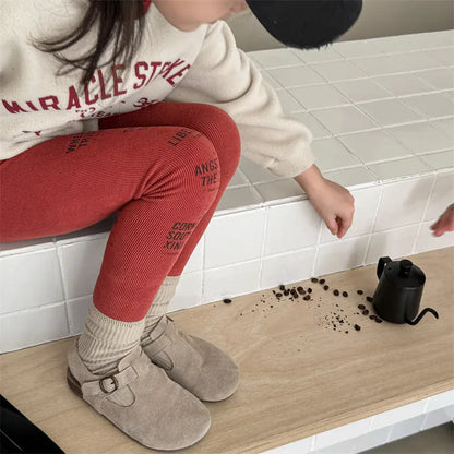 レギンスパンツ キッズパンツ レターロゴプリントレギンスパンツ【mh0008719】