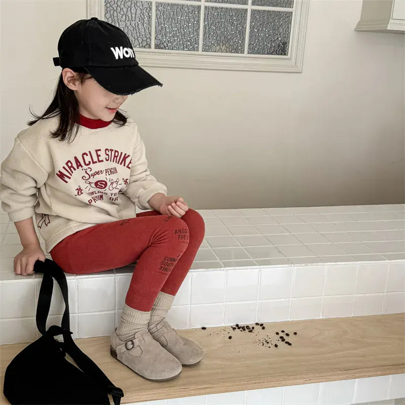 レギンスパンツ キッズパンツ レターロゴプリントレギンスパンツ【mh0008719】