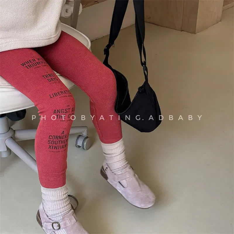 レギンスパンツ キッズパンツ レターロゴプリントレギンスパンツ【mh0008719】