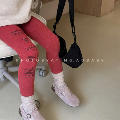 レギンスパンツ キッズパンツ レターロゴプリントレギンスパンツ【mh0008719】