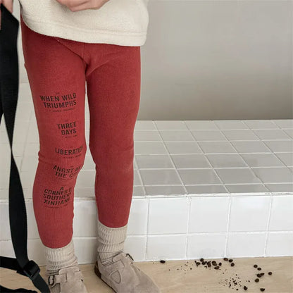 レギンスパンツ キッズパンツ レターロゴプリントレギンスパンツ【mh0008719】